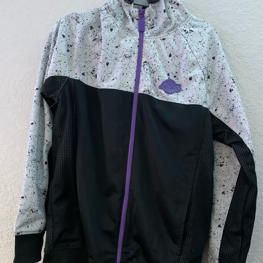 retro lakers zip up hoodie